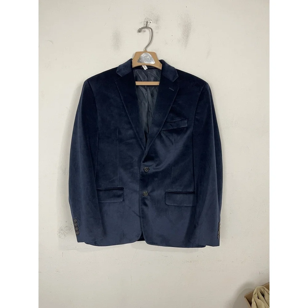 Lauren Ralph Lauren Mens Velvet Blazer Navy Blue 2-Button‎ Sport Coat 38S